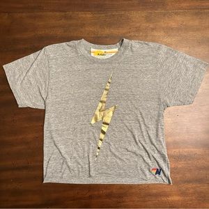 METALLIC BOLT BOYFRIEND TEE - HEATHER GREY - M